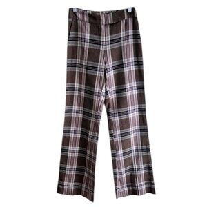 NWT Babylon Plaid Brown and Pink Trousers Sz 40 (US 4)